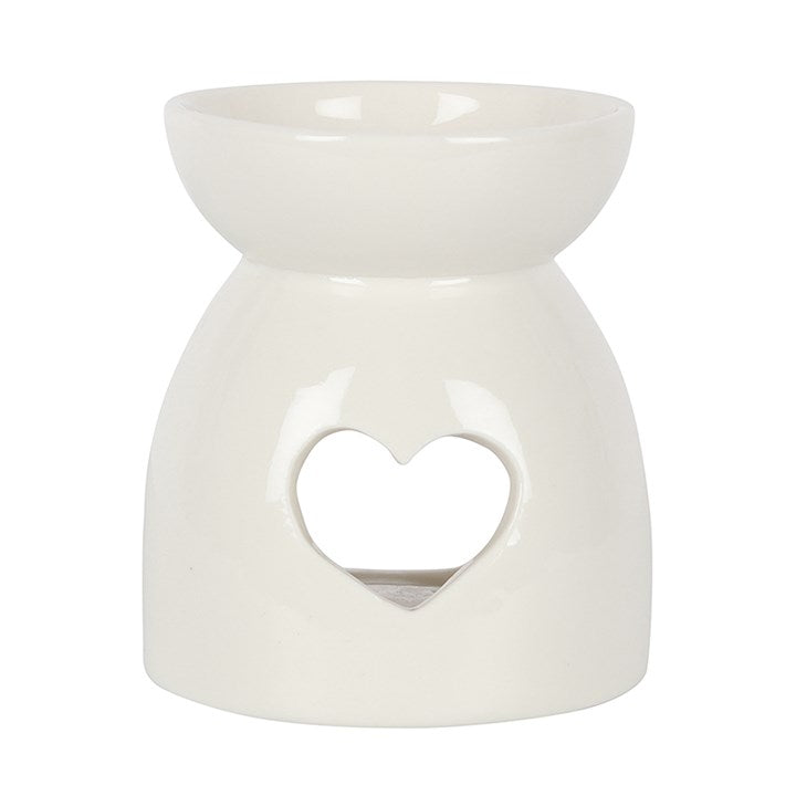 Llosgwr Olew - Malwen Wen | Oil Burner - White Heart Cut Out