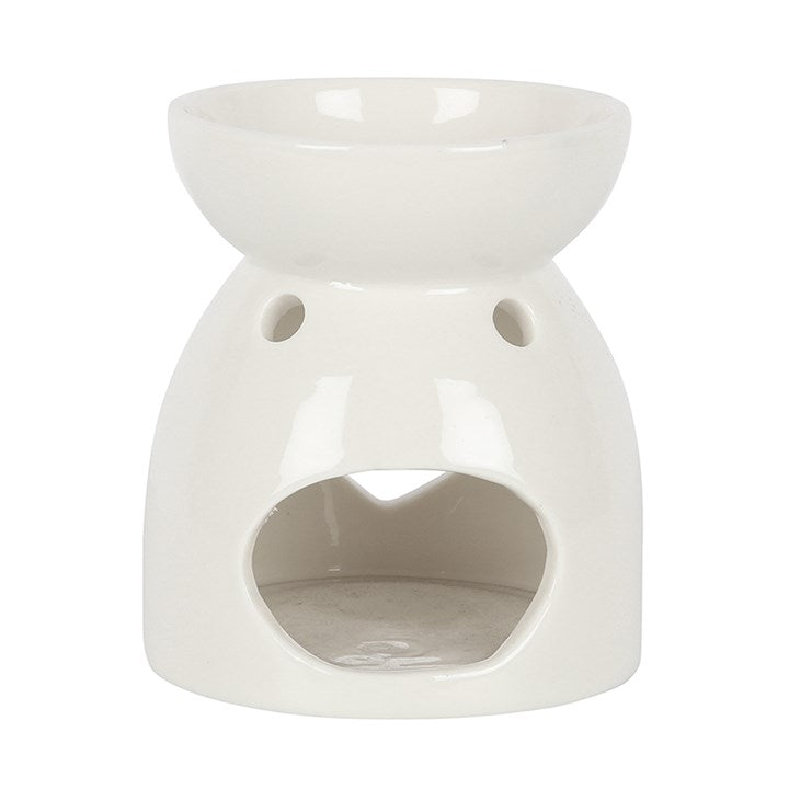 Llosgwr Olew - Malwen Wen | Oil Burner - White Heart Cut Out