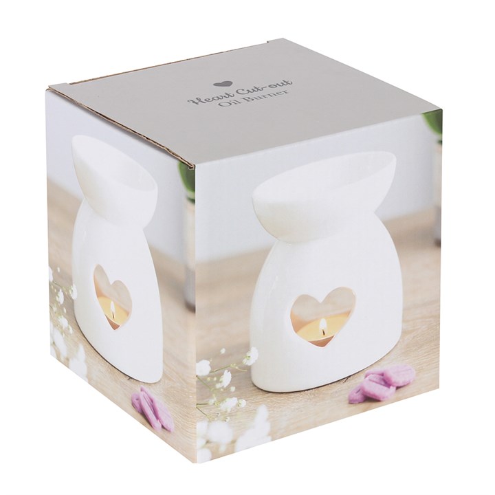 Llosgwr Olew - Malwen Wen | Oil Burner - White Heart Cut Out