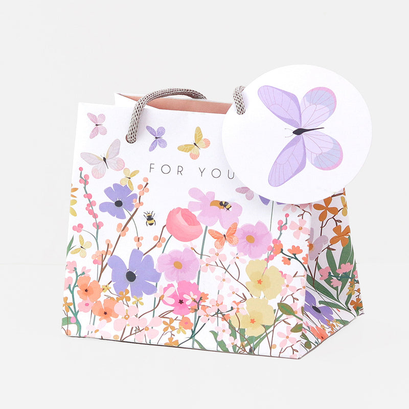 Bag Anrheg Mwg | Mug Gift Bag - Butterflies Floral