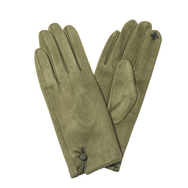 Menig Swêd - Gwyrdd | Faux Suede Gloves - Artichoke
