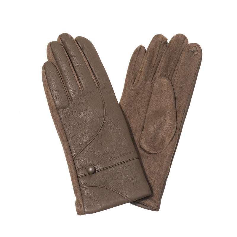 Menig Lledr / Swêd Ffug Melanie | Melanie Faux Leather / Suede Gloves