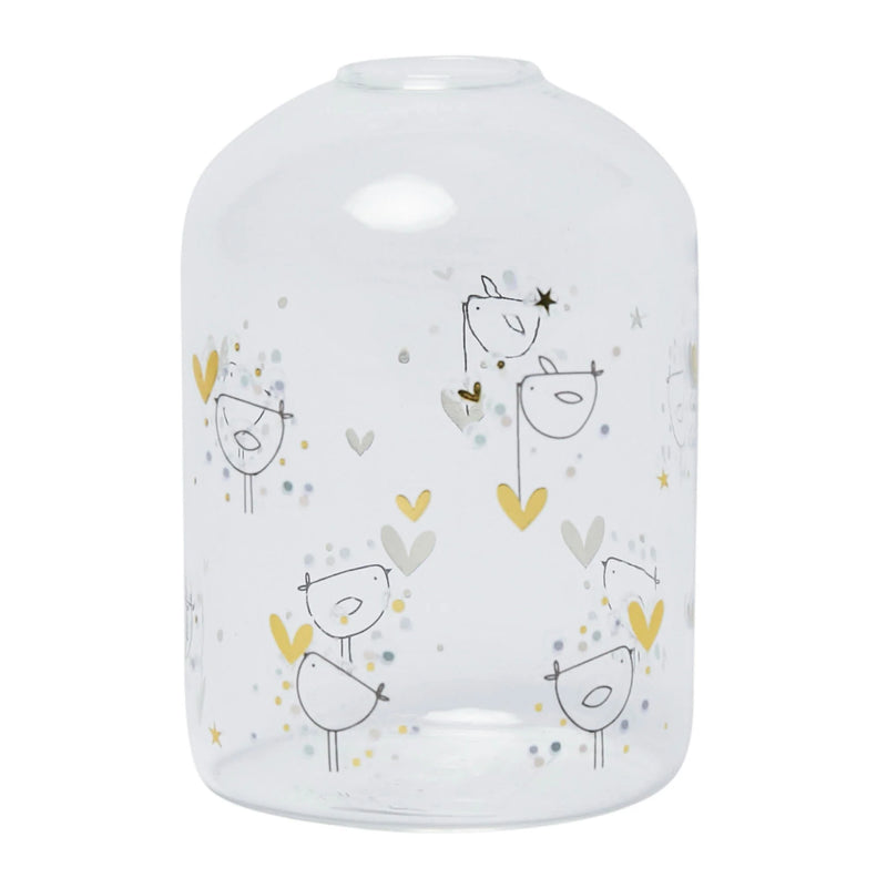 Ffiol Wydr - Aderyn a Chalon | Glass Vase - Bird & Heart