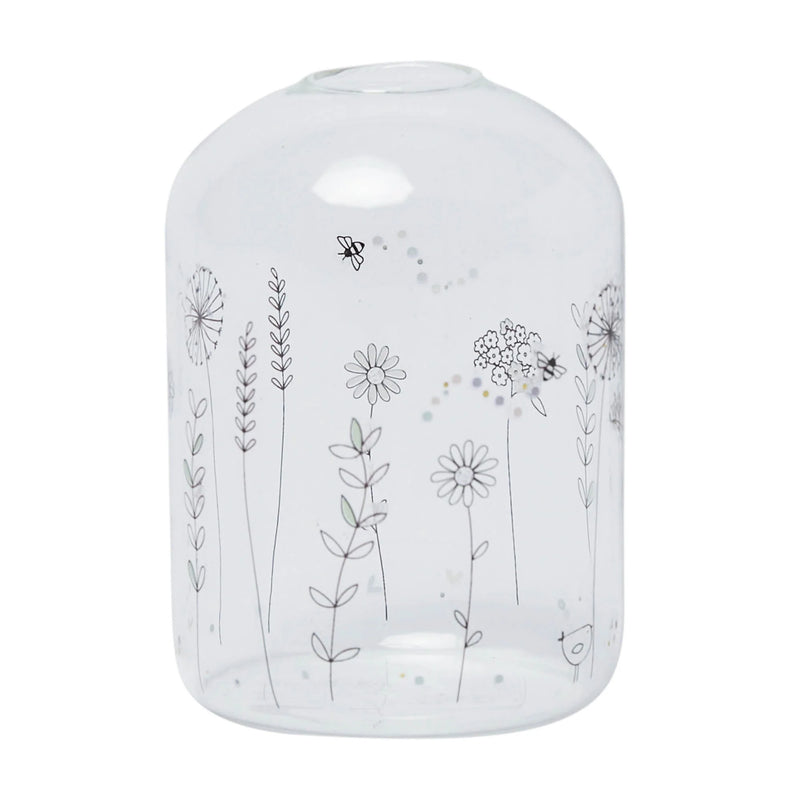 Ffiol Wydr - Blodau Gwyllt | Glass Vase - Wildflowers
