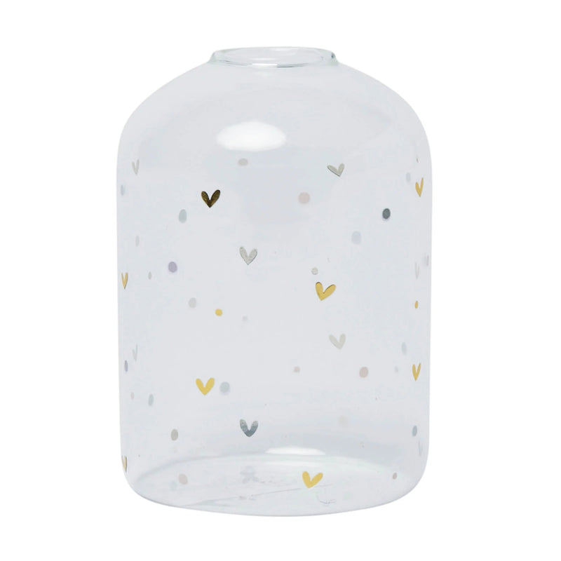 Ffiol Wydr - Calonnau | Glass Vase - Hearts