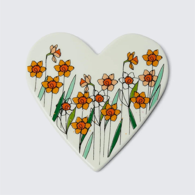 Mat Diod Serameg - Cennin Pedr | Porcelain Coaster - Daffodils