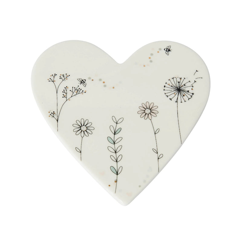 Mat Diod Serameg - Blodau Gwyllt | Porcelain Coaster - Wildflowers