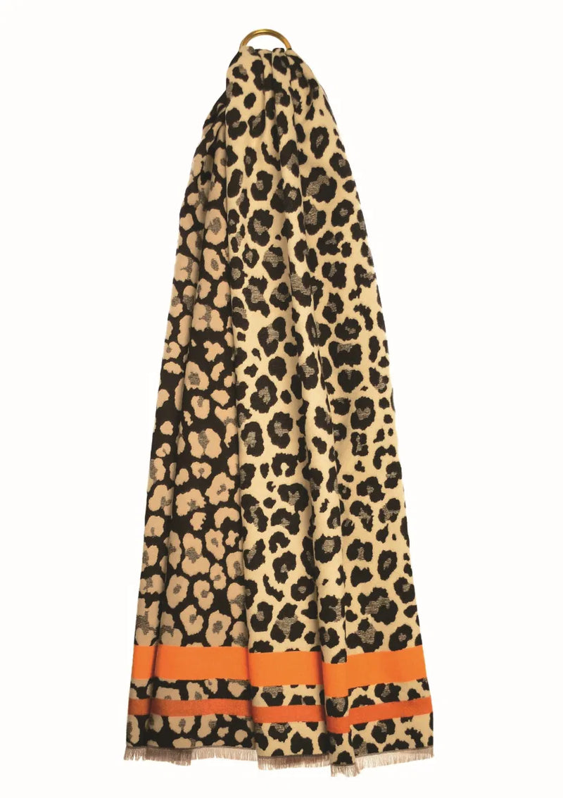 Sgarff Print Cath Mawr | Big Cat Wrap - Mono & Satsuma