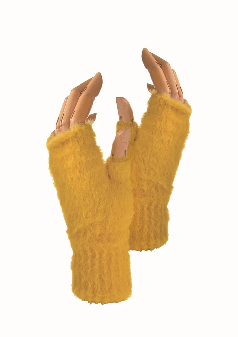 Cynheswyr Dwylo | Fluffy & Downy Mitts - Mustard