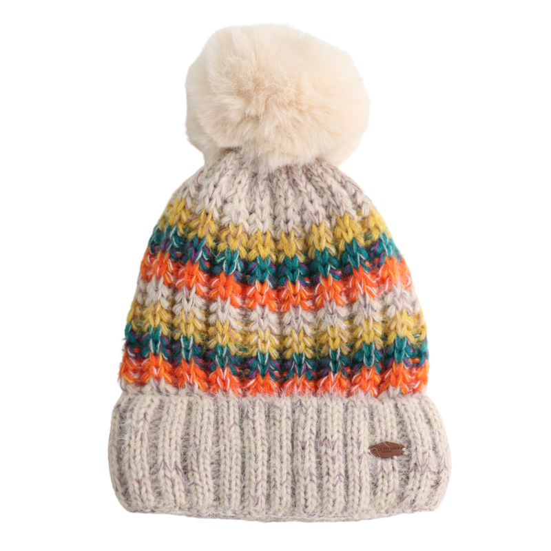 Cap Gaeaf | Fleece Lined Pom Pom Hat - Cream