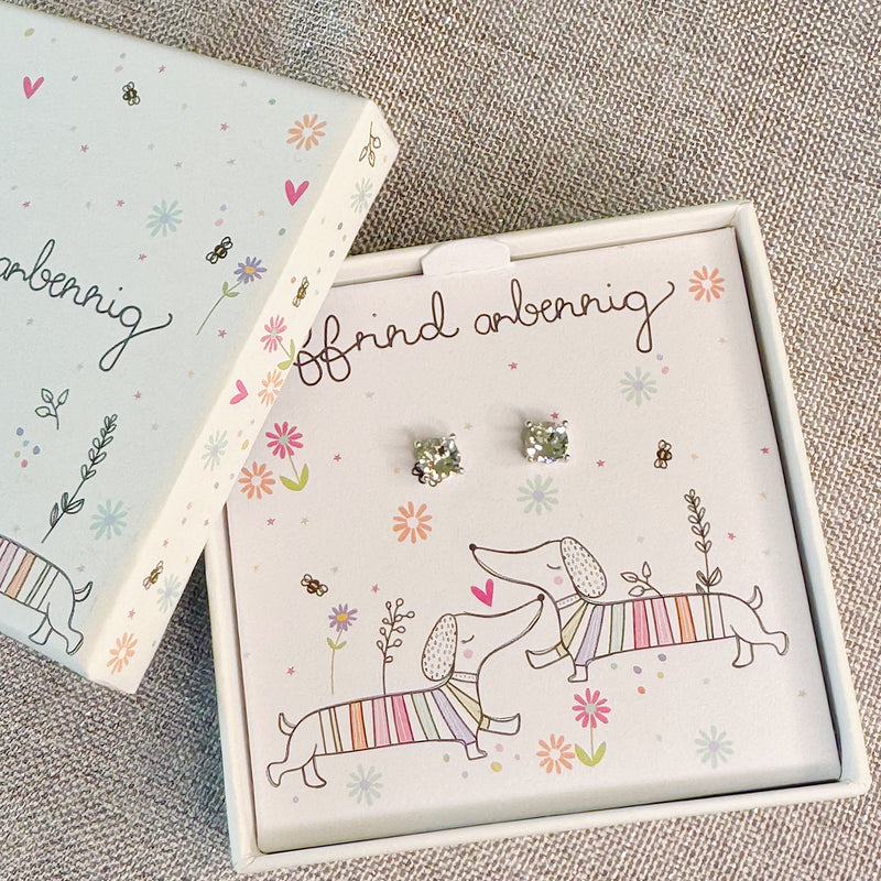 Clustdlysau Hyfryd - Ffrind Arbennig | Silver Plated Boxed Earrings - Special Friend