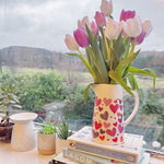 Jwg Flodau Canolig - Calonnau Brethyn | Medium Flower Jug - Tapestry Hearts