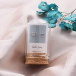 Clustdlysau Styd Cariad - Arian | With Love Stud Earrings - Silver