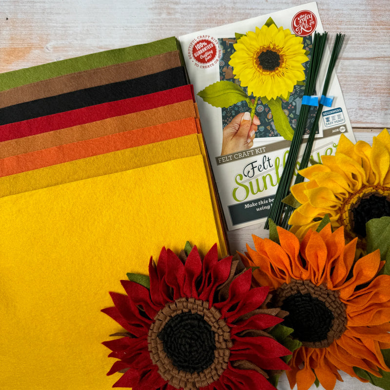 Pecyn Crefft Ffelt - Blodau Haul | Felt Flower Craft Kit - Van Gogh's Sunflowers