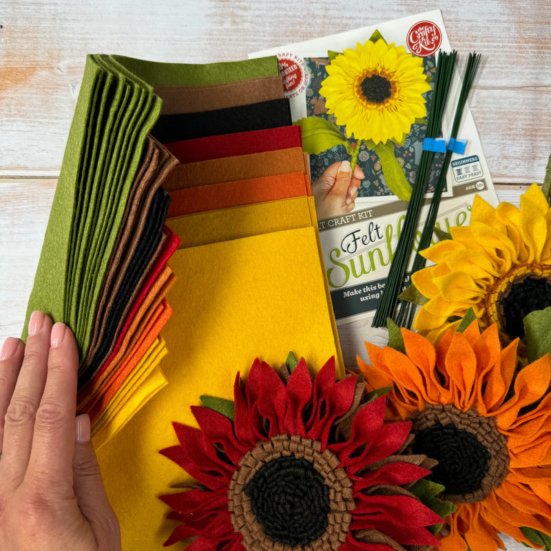 Pecyn Crefft Ffelt - Blodau Haul | Felt Flower Craft Kit - Van Gogh's Sunflowers