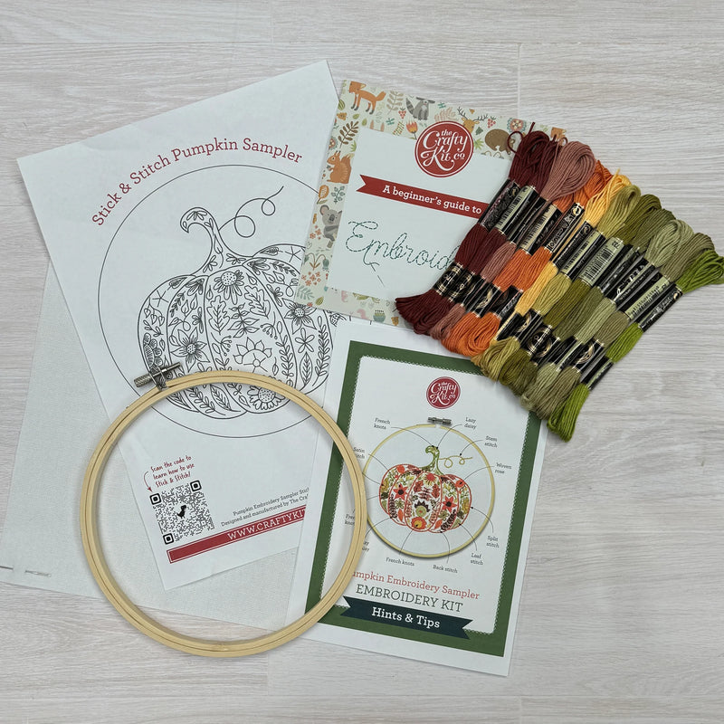 Pecyn Brodwaith Pwmpen | Pumpkin Sampler Embroidery Kit