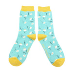 Sanau - Llygad y Dydd | Miss Sparrow Socks - Daisies Aqua