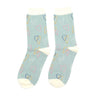 Sanau - Calonnau | Miss Sparrow Socks - Sketch Hearts Duck Egg