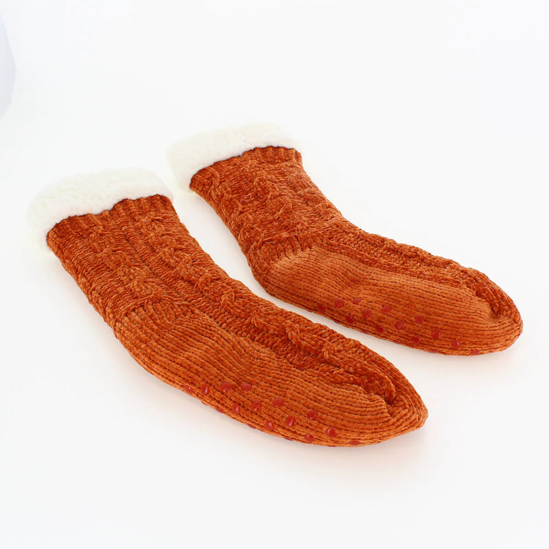 Sanau Sliper - Oren | Chenille Slipper Socks - Burnt Orange