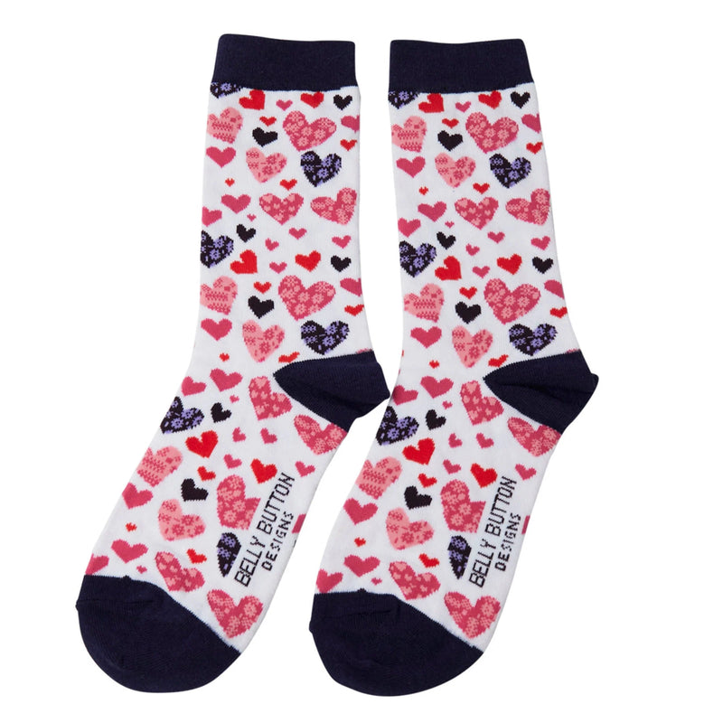 Sanau - Calonnau Brethyn | Belly Button Socks - Tapestry Hearts
