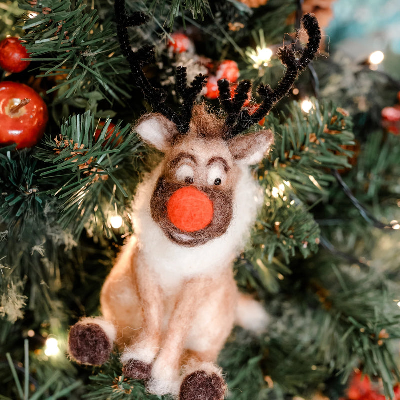 Pecyn Ffeltio Nodwydd - Carw Nadolig | Needle Felting Craft Kit - Christmas Reindeer