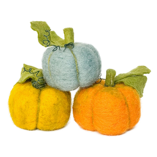Pecyn Ffeltio Nodwydd - Pwmpenni Gwlanog | Needle Felting Craft Kit - Woolly Pumpkins