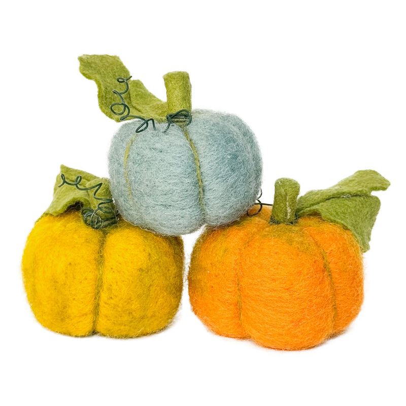 Pecyn Ffeltio Nodwydd - Pwmpenni Gwlanog | Needle Felting Craft Kit - Woolly Pumpkins