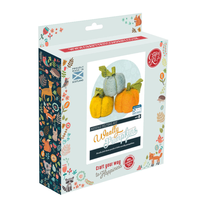 Pecyn Ffeltio Nodwydd - Pwmpenni Gwlanog | Needle Felting Craft Kit - Woolly Pumpkins