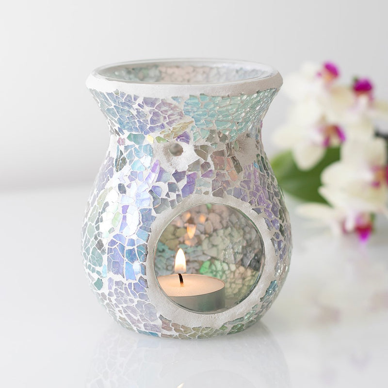 Llosgwr Olew | Oil Burner - Blue Iridescent Grey Crackle