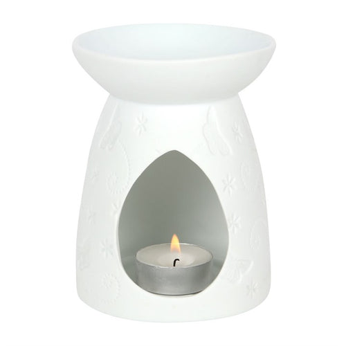 Llosgwr Olew - Glöynau Byw Gwyn | Oil Burner - White Butterflies