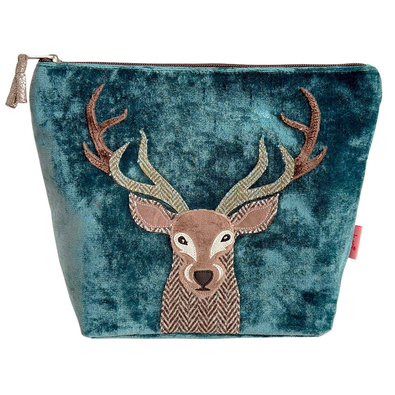 Bag Colur Melfed Mawr - Carw | Velvet Cosmetics Pouch -Stag