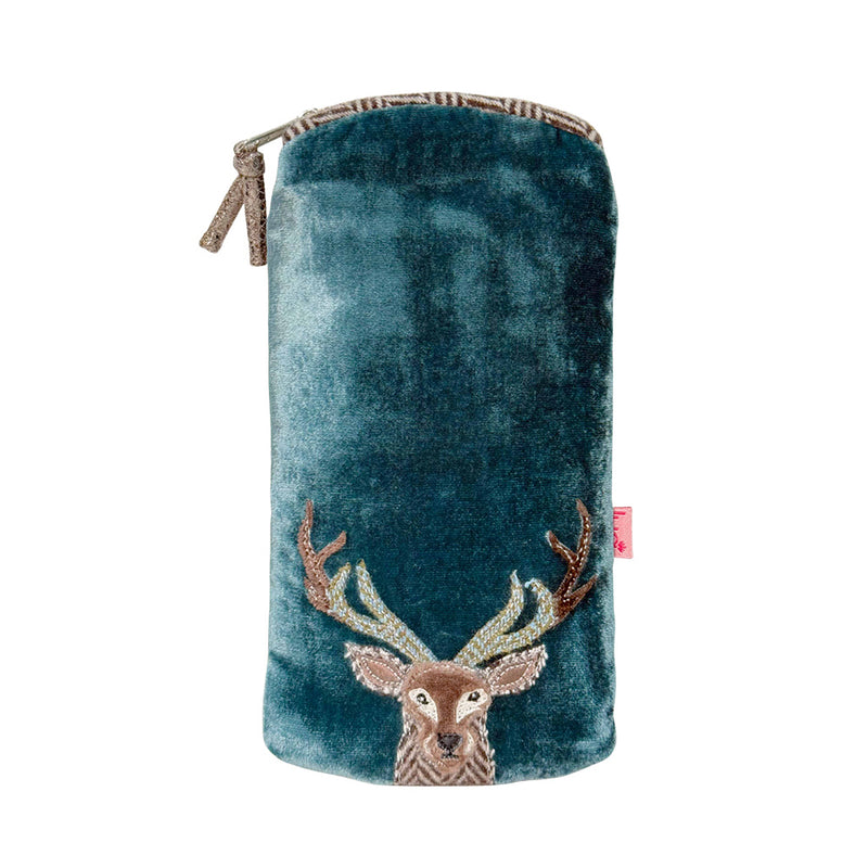 Câs Sbectol Melfed - Carw | Velvet Glasses Pouch - Stag