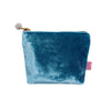 Pwrs Melfed - Glas Corhwyaid | Velvet Purse - Teal Blue