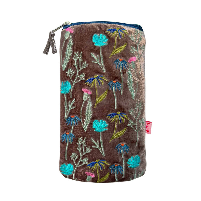 Câs Sbectol Melfed - Dôl | Velvet Glasses Pouch - Meadow