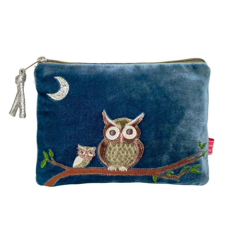 Pwrs Melfed - Tylluanod | Velvet Purse - Owls