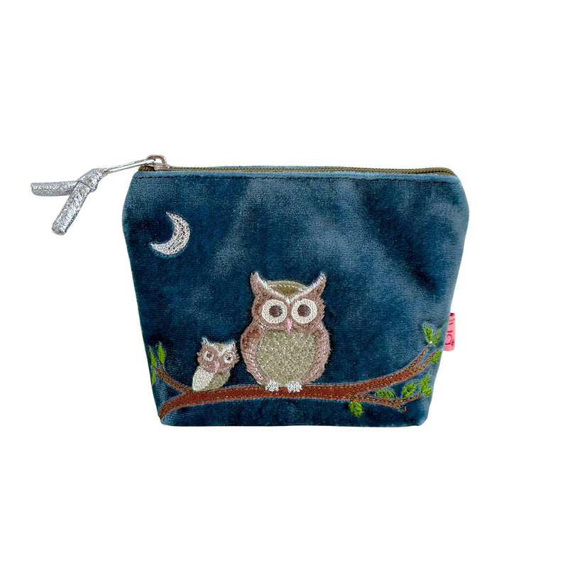 Pwrs Bychan Melfed - Tylluanod | Velvet Mini Purse - Owls