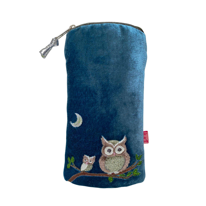 Câs Sbectol Melfed - Tylluanod | Velvet Glasses Pouch - Owls