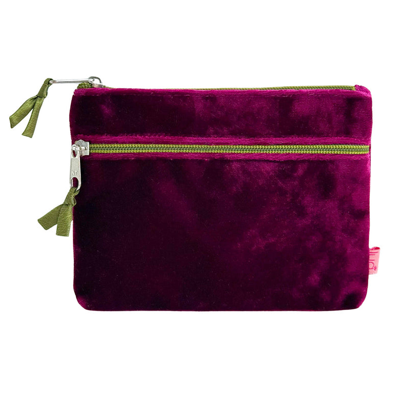 Pwrs/Bag Colur Melfed - Byrgwnd | Velvet Purse/Makeup Bag - Burgundy