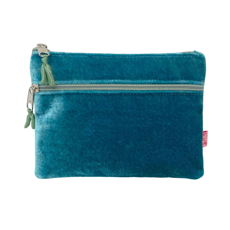 Pwrs/Bag Colur Melfed - Gwyrddlas | Velvet Purse/Makeup Bag - Teal