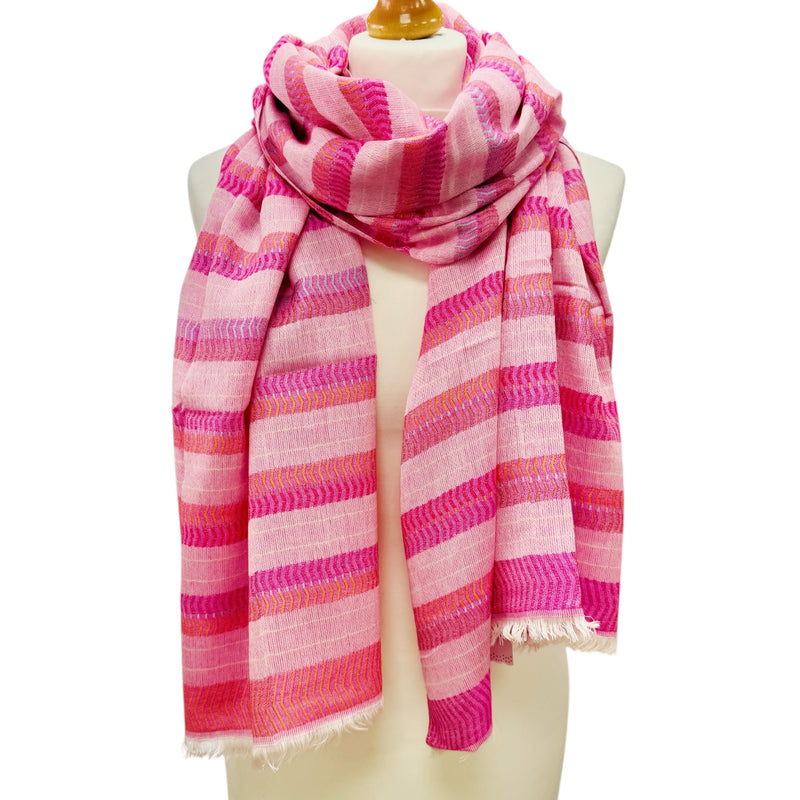 Sgarff Cotwm Nansi - Pinc | Nansi Cotton Scarf - Hot Pink