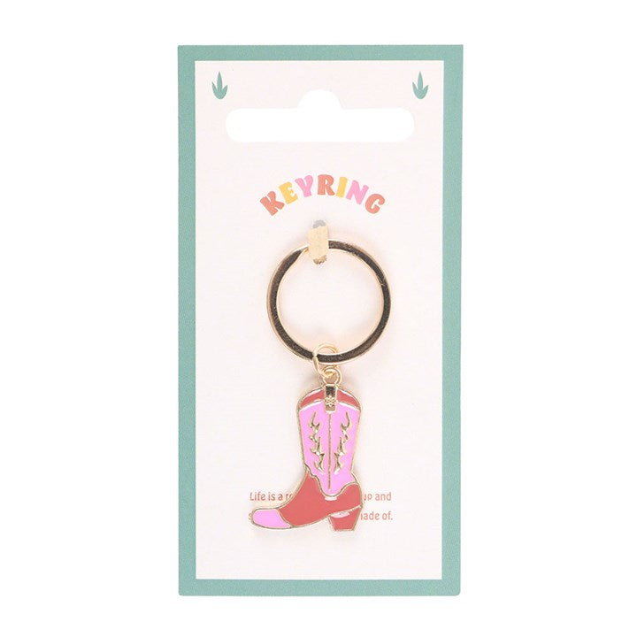 Modrwy Goriadau Esgid Cowboi Enamel | Enamel Cowboy Boot Keyring