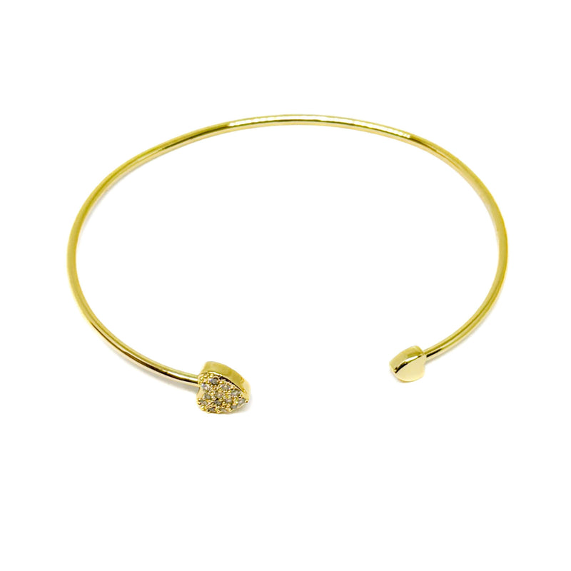 Bangl Ruby - Calonnau Aur | Ruby Bangle - Gold Hearts