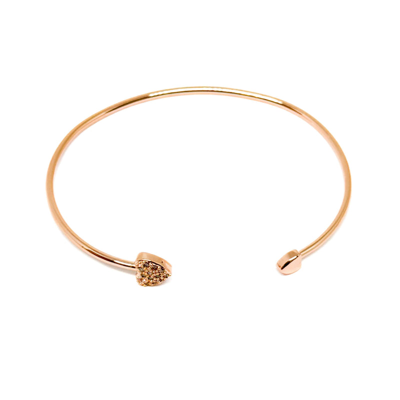 Bangl Ruby - Calonnau Aur Coch | Ruby Bangle - Rose Gold Hearts