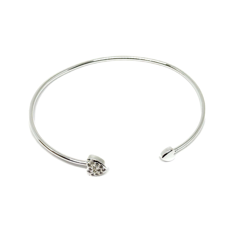 Bangl Ruby - Calonnau Arian | Ruby Bangle - Silver Hearts