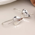 Clustdlysau Arian | Sterling Silver Earrings - Hammered Heart