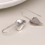 Clustdlysau Arian | Sterling Silver Earrings - Hammered Heart