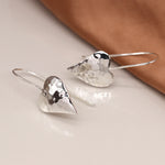 Clustdlysau Arian | Sterling Silver Earrings - Hammered Heart