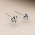 Clustdlysau Styd Arian | Sterling Silver Stud Earrings - Clear Shamballa