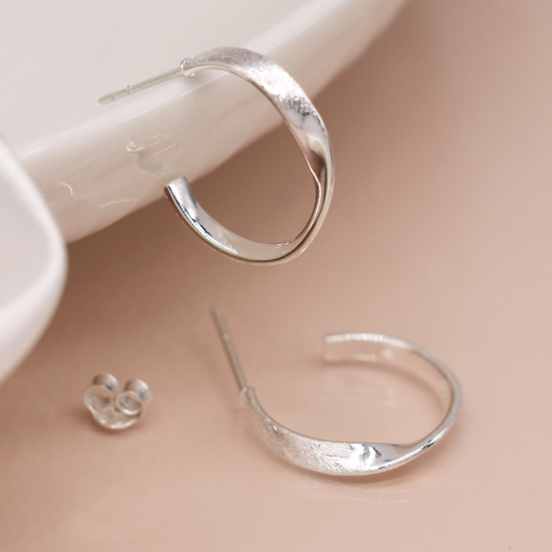 Clustdlysau Arian | Sterling Silver Earrings - Twist Hoop