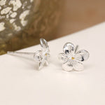 Clustdlysau Arian | Sterling Silver Violet Flower Stud Earrings